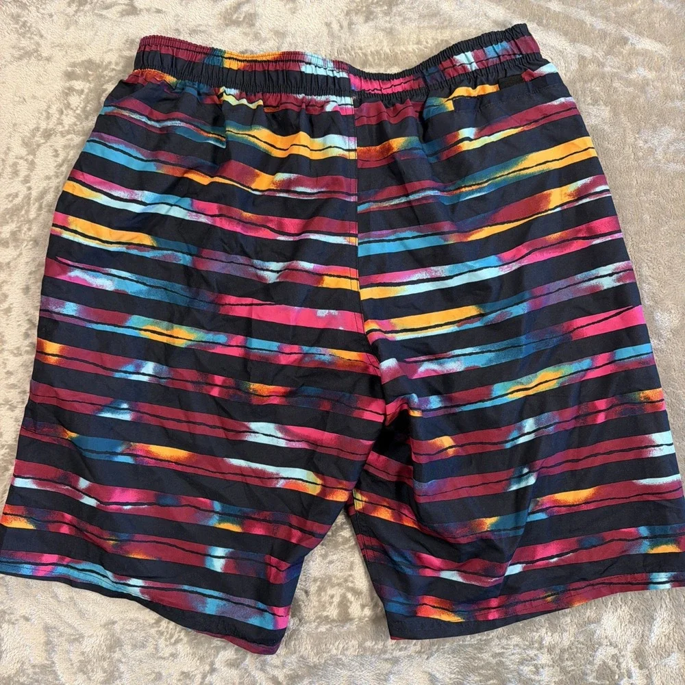 Nike Swim Trunks Men XL Multicolor Stripe Athletic Board Shorts NESS9419 EUC